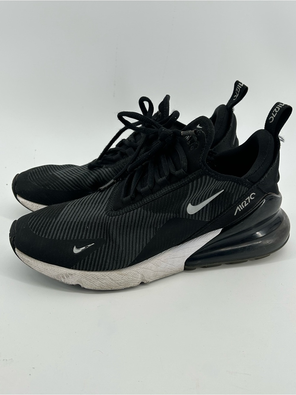 Nike Black and White Air Max 270 Knit Jacquard GS Youth Size 7 Boys